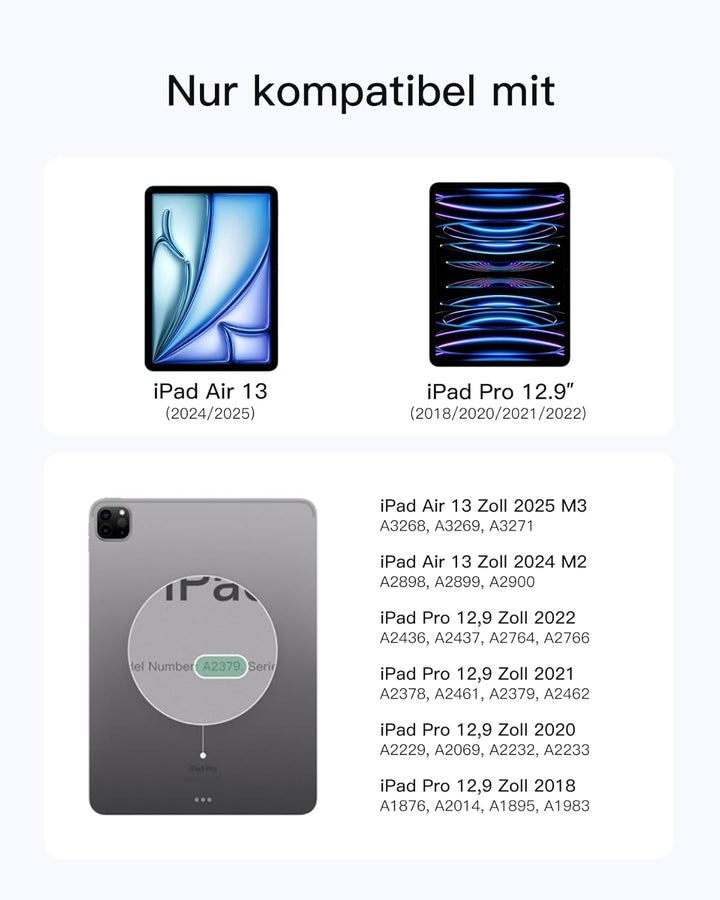 Inateck Tastatur Hülle Kompatibel mit iPad Air 13 Zoll (2025/2024),Tastatur für ipad Pro 12.9 Zoll 6