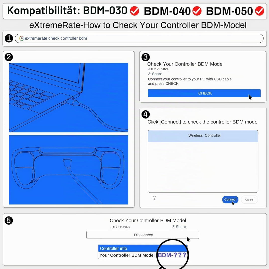 eXtremeRate Programmierbar RISE4 Remap Kit für ps5 Controller BDM-030/040,Remap Board&Rückplate Gehä