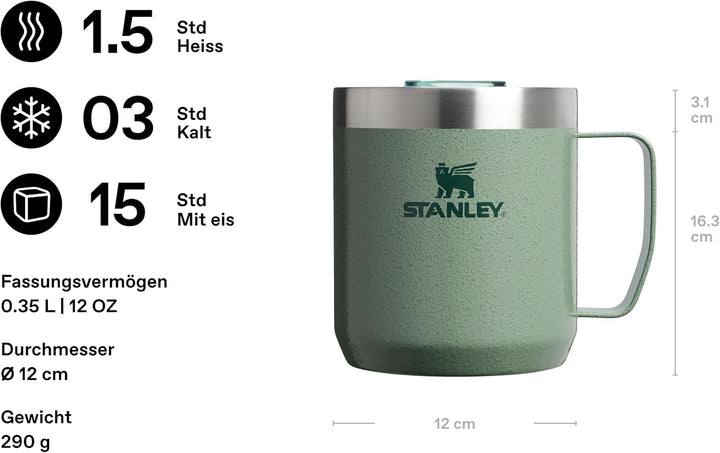 STANLEY 1913 Classic Legendary Camp Mug 0.35L - Hammertone Green | Hält 1,5 Std. heiss - 3 Std. kalt