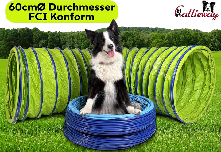 Callieway® Dog Agility Tunnel Profi Hunde Tunnel Agility Gerät (Stützsandsäcke bereits inklusive) (3