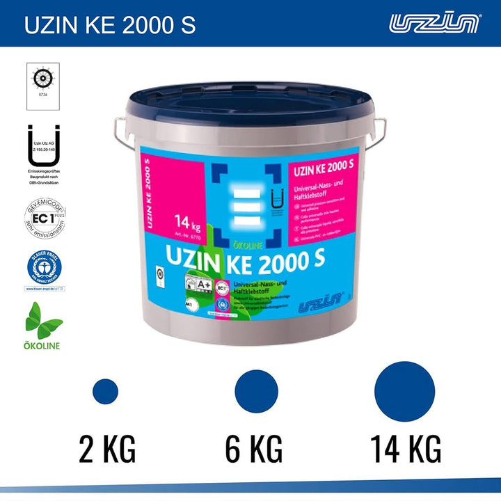 UZIN KE 2000 S Universal-Nass- und Haftklebstoff KLEBER für Vinyl- PVC Kraftvoll Universalklebstoff