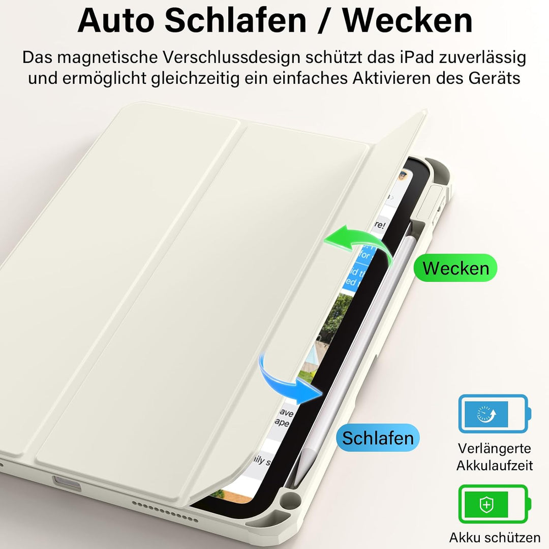Hülle für iPad Air 11 Zoll M4/M3/M2 (2026/2025/2024) 8./7./6. Gen, Hülle mit Stifthalter für iPad Ai
