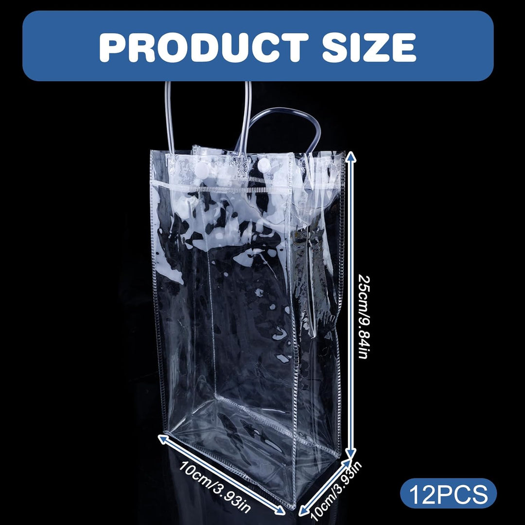 12 Stück Flaschenkühler Eistasche Kühltasche: 25 * 10 * 10cm PVC Eisbeutel Flaschenkühler, Transpare