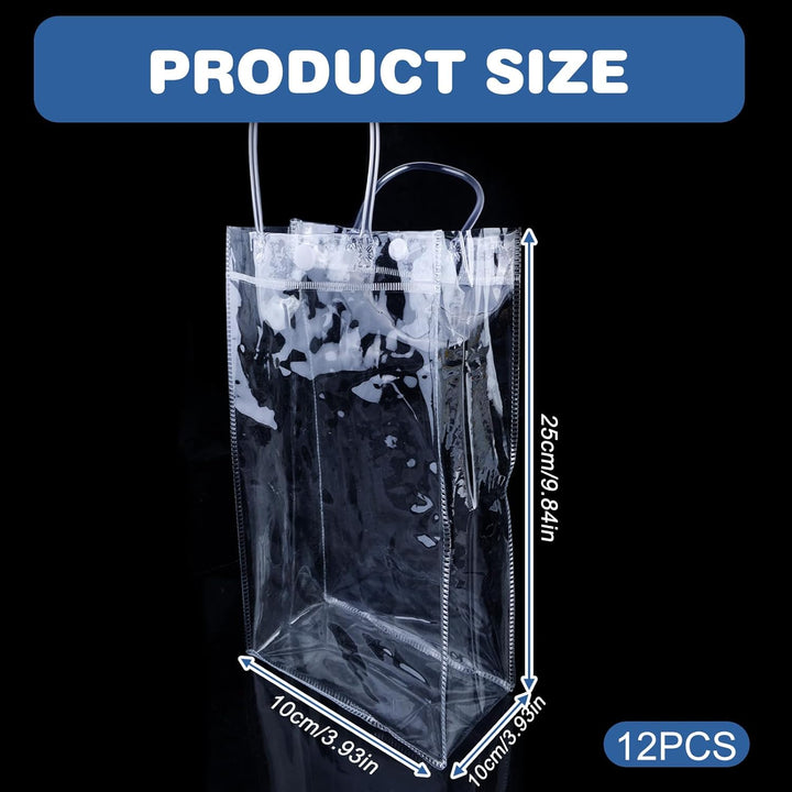 12 Stück Flaschenkühler Eistasche Kühltasche: 25 * 10 * 10cm PVC Eisbeutel Flaschenkühler, Transpare