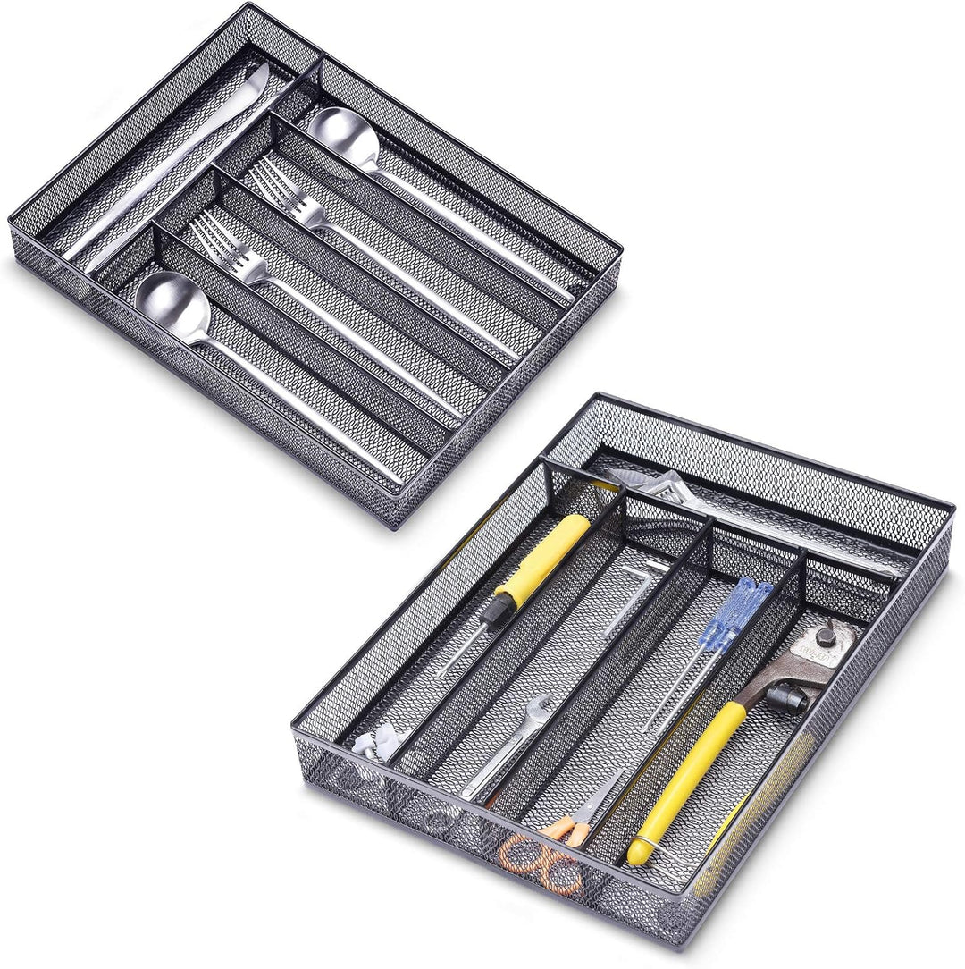 WuGeShop Schreibtisch Organizer Schubladen Metall 5 Fächer, Schubladeneinsatz Büro Tablett für Aufbe