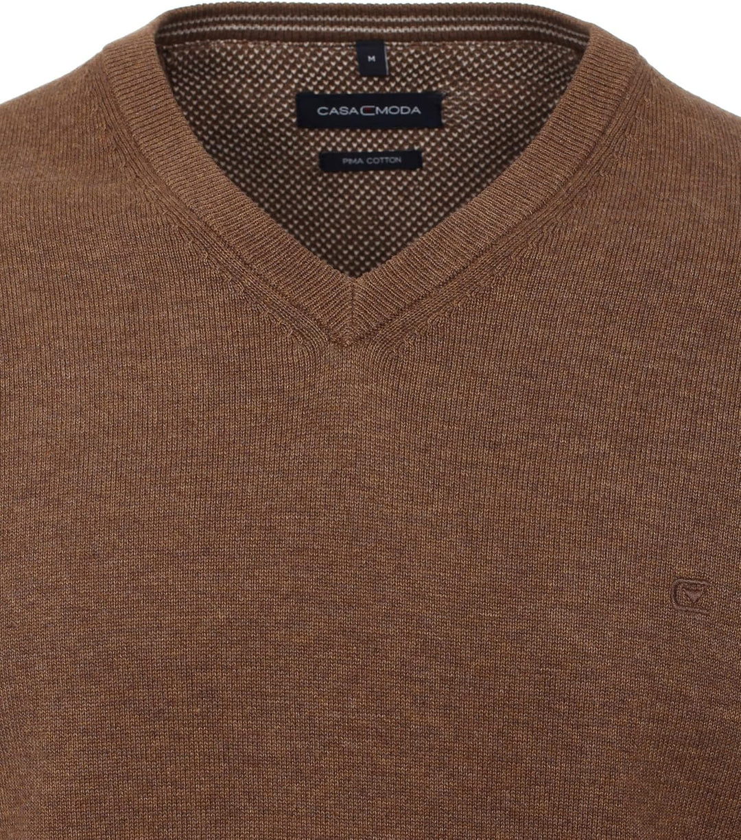 CASAMODA Herren Pullover mit V-Ausschnitt unifarben Elastischer Bund M Braun, M Braun