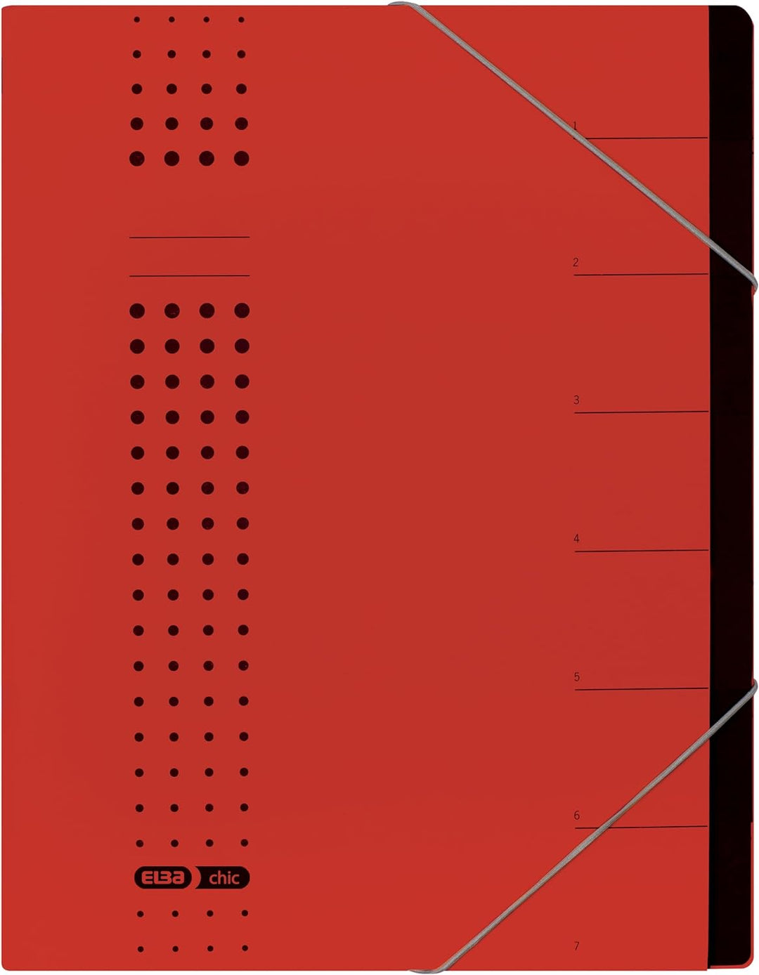 Elba Ordnungsmappe chic A4 aus Karton, 7 Fächer, rot, 5 Stück, rot