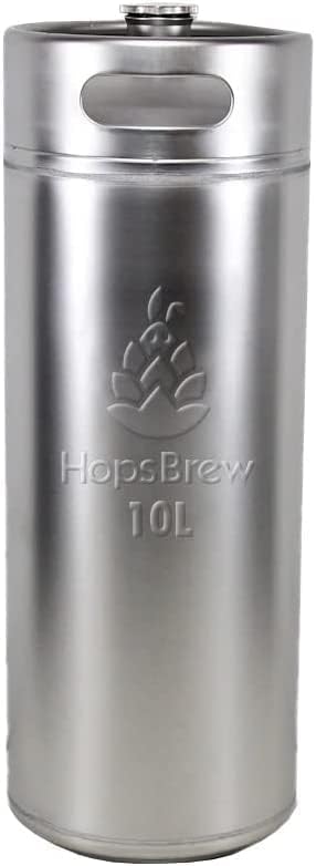 Hopsbrew Mini 304 Edelstahl Keg Growler (10L Standard Silber mit Speer) 10L Standard Silver with Spe