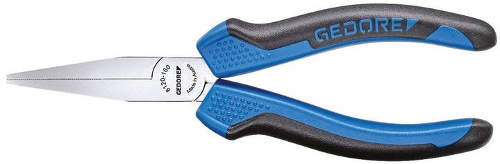 GEDORE Flachzange 8120-160 JC,160mm,2-Komponentengriff, Greifflächen gezahnt, lange Backen, ohne Sch