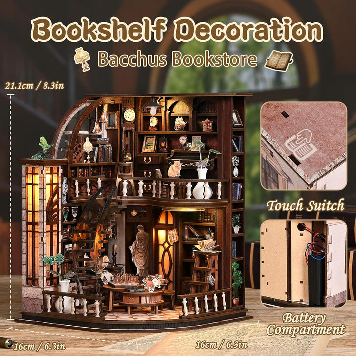 Book Nook Kit, DIY Miniatur Haus Puppenhaus Bausatz Bücherregal Deko für Jugendliche und Erwachsene（