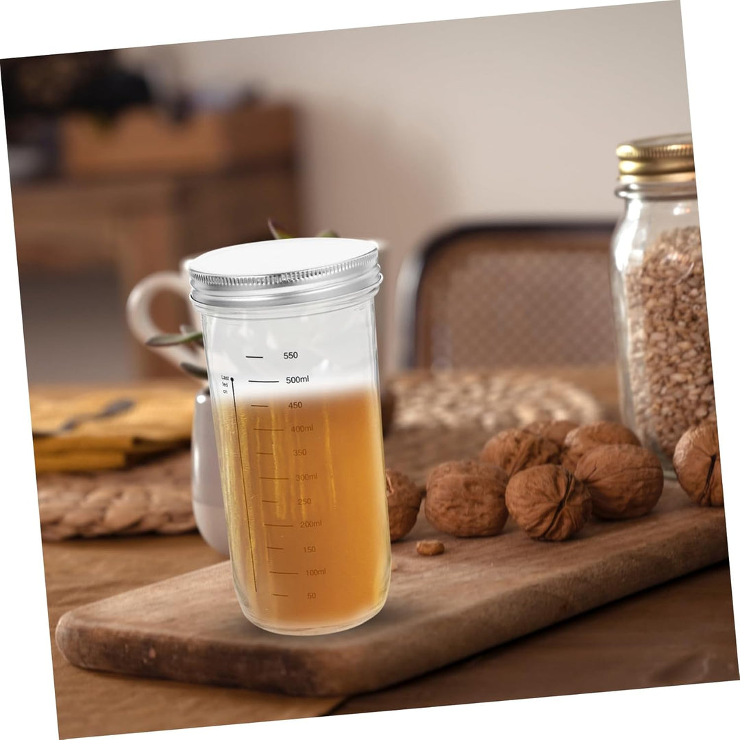 Alipis 650ml Glas Sauerteigstarterglas mit Silikon und Aluminiumdeckel Dichtleistung und Leicht zu R