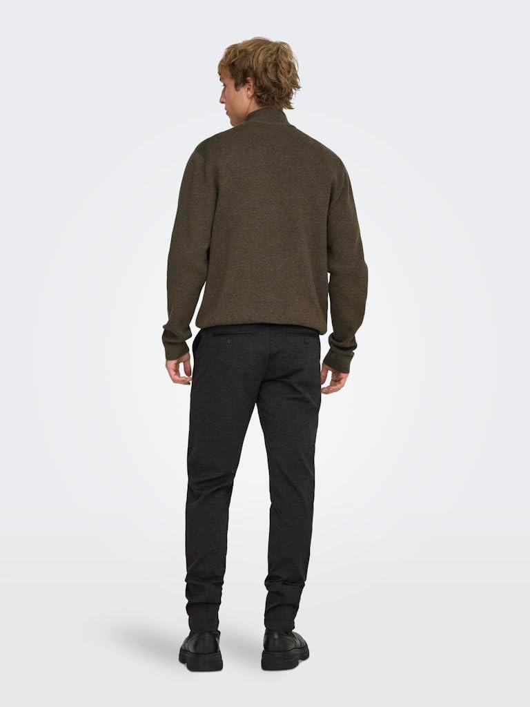 Only & Sons Male Chino Hose ONSMARK Slim Fit Chino Hose 27W / 30L A: Dark Grey Melange/Black, 27W /