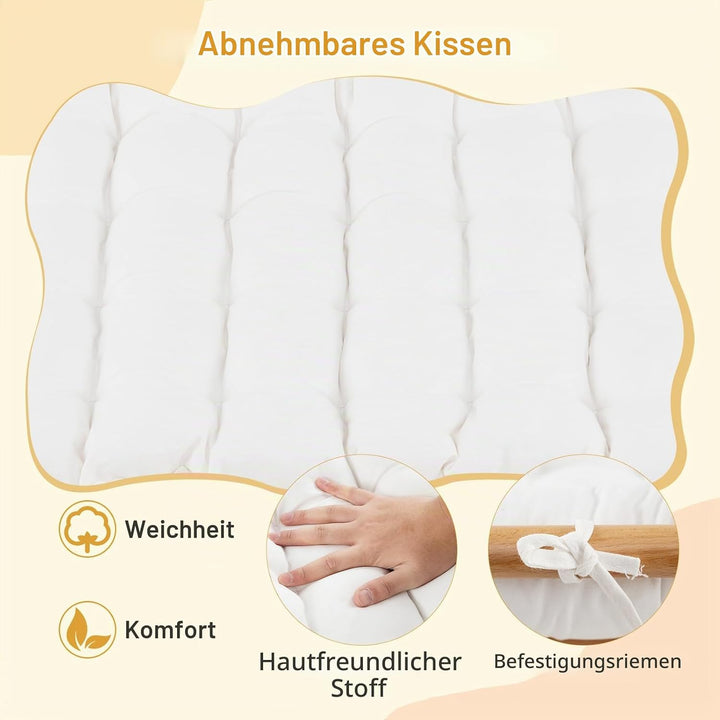 HOMASIS Kletterbogen mit Kissen, Holz Klettergerüst Indoor, Montessori Holzwippe Bogenwippe zum Wipp