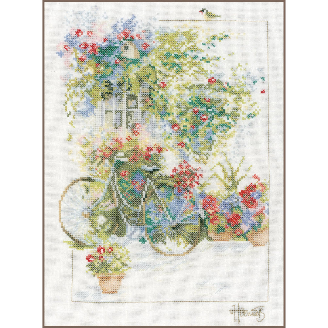 Lanarte Zählmusterpackung Fassade mit Blumen Zählstoff Kreuzstichpackung, Baumwolle, Mehrfarbig, 29