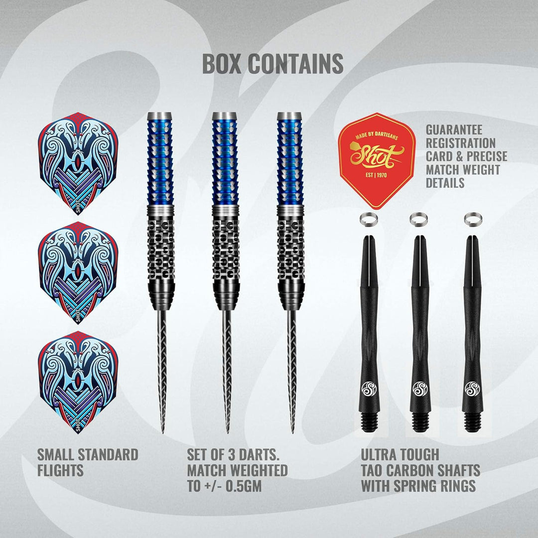 Shot! Darts Viking Raven 90% Tungsten Pro Throwing Darts Steel Tip Set Professional Made in New Zeal