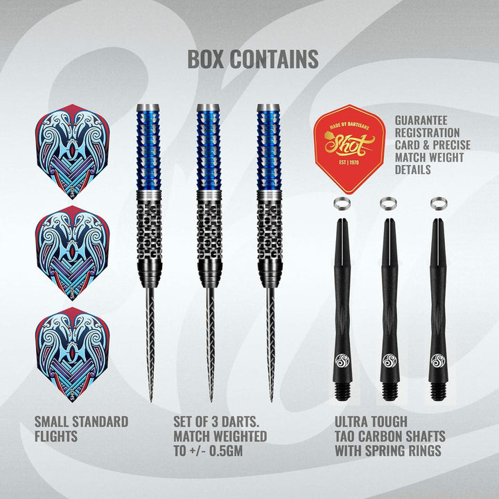 Shot! Darts Viking Raven 90% Tungsten Pro Throwing Darts Steel Tip Set Professional Made in New Zeal