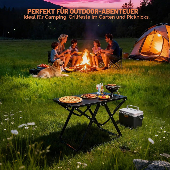 GFTIME Campingtisch Klappbar 60 kg Belastbar, Faltbarer Campingtisch 50 × 38,5cm, Carbonstahl Klappt