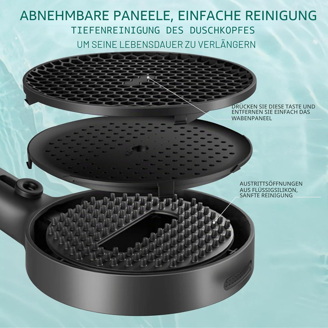 Duschkopf Gross Hochdruck XXL Regenduschkopf mit 3+1 Strahlarten, 130mm Gross Handbrause Duschkopf W