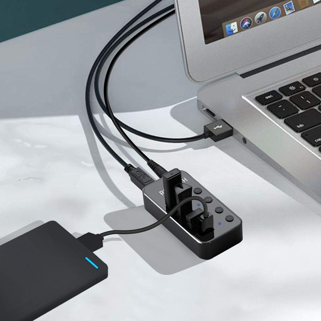 RSHTECH USB Hub Aktiv 3.0 mit Netzteil, USB 3.0 Hub Aktiv mit 4 Ports USB Verteiler 3.0 Datenhub mit