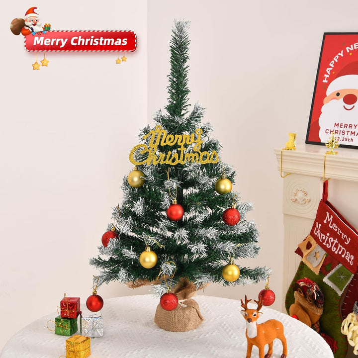 LEADZM Mini Weihnachtsbaum, künstlicher Weihnachtsbaum mini 60 cm - klein künstlich geschmückt für W