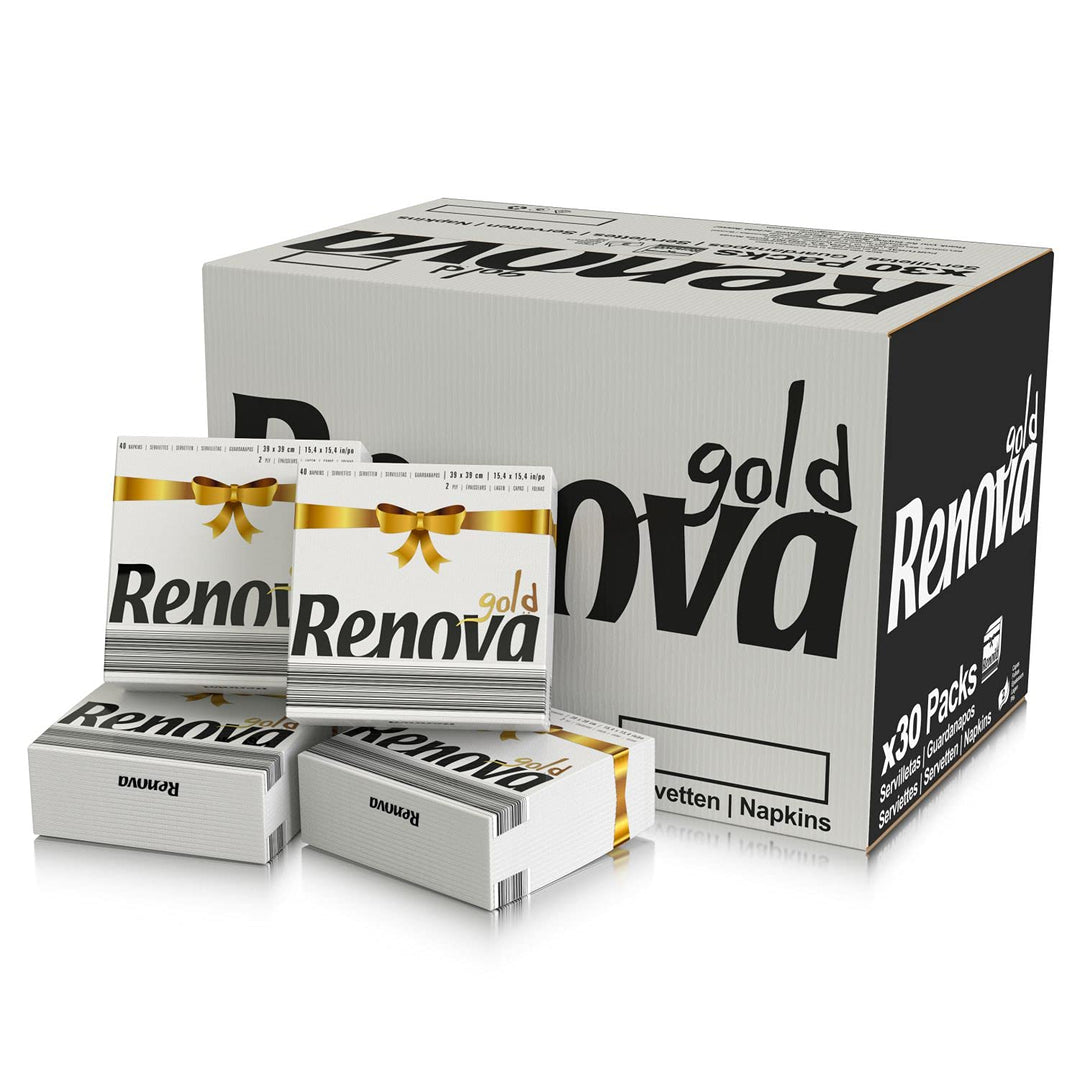 RENOVA Renova Gold Servietten, 600 Servietten, weiss, gross, 2 Schichten