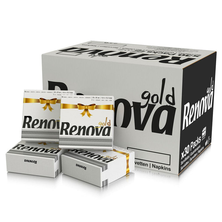 RENOVA Renova Gold Servietten, 600 Servietten, weiss, gross, 2 Schichten