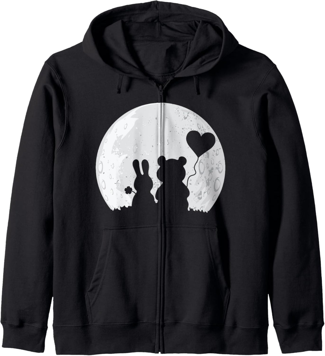 Hase und Bär Liebespaar Hasi Bärli Vollmond - Valentinstag Kapuzenjacke