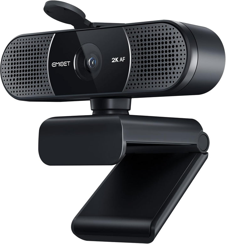 EMEET 2K Webcam - C960 2K Webcam mit Dual Mikrofon, Web Cam mit Objektivabdeckung, 76° Streaming Kam