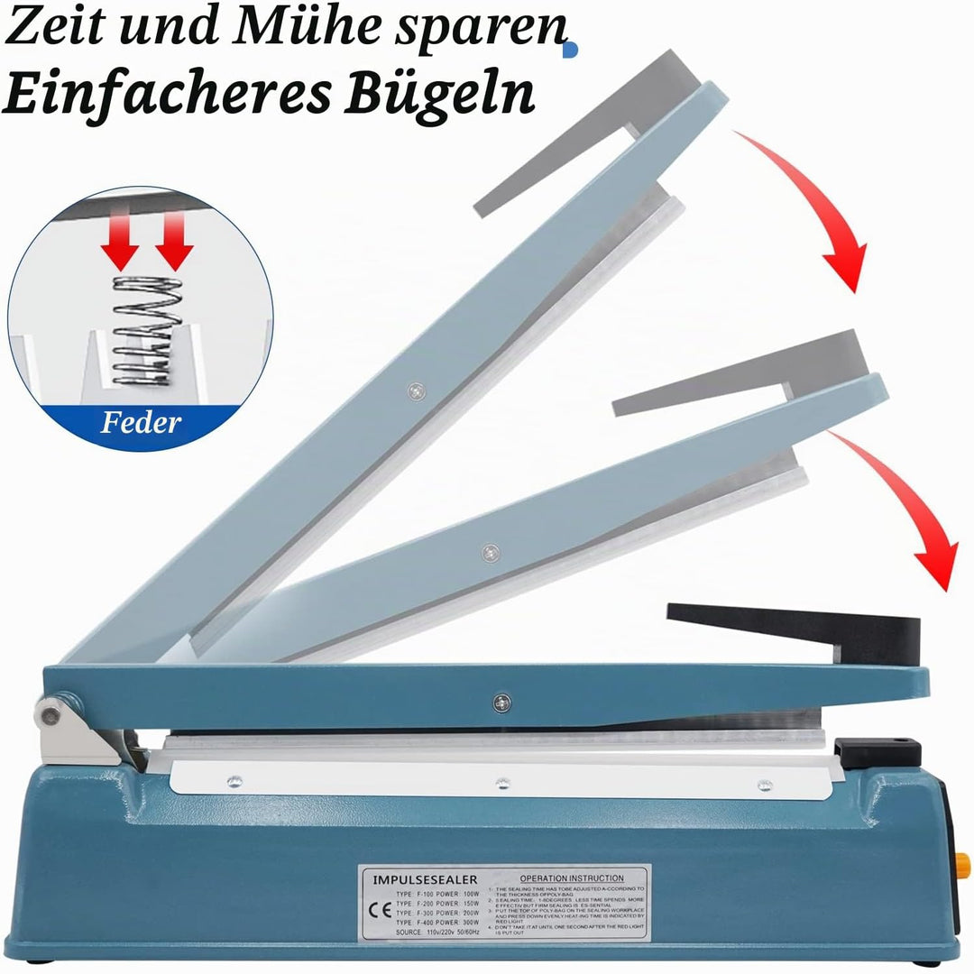 MOGOULUA 400mm Heisssiegelgerät Folienschweissgerät 5mm Dichtungsbreite Balkenschweissgerät Versiege