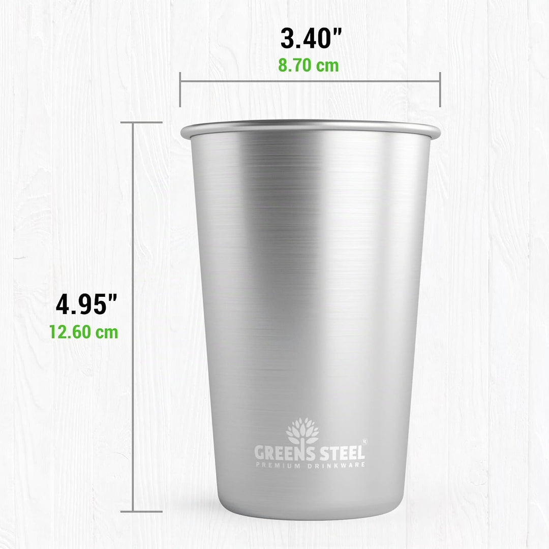 Greens Steel #1 Premium-Edelstahlbecher, 475ml Pint Becher (4 Pack) Premium-Metallbecher - stapelbar