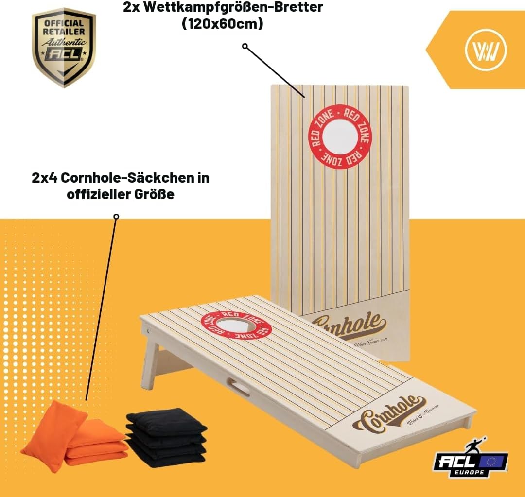 Cornhole Set – 120 x 60 cm - Sackloch Spiel – Wicked Wood – offiziell ACL-lizensiertes Set of Boards