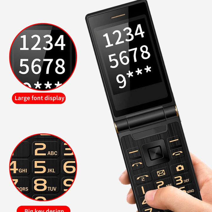 Senioren Klapptelefon, Entsperrt 3G SOS Big Button GSM Handy Klapptelefon 2,8 Zoll LCD und Prominent