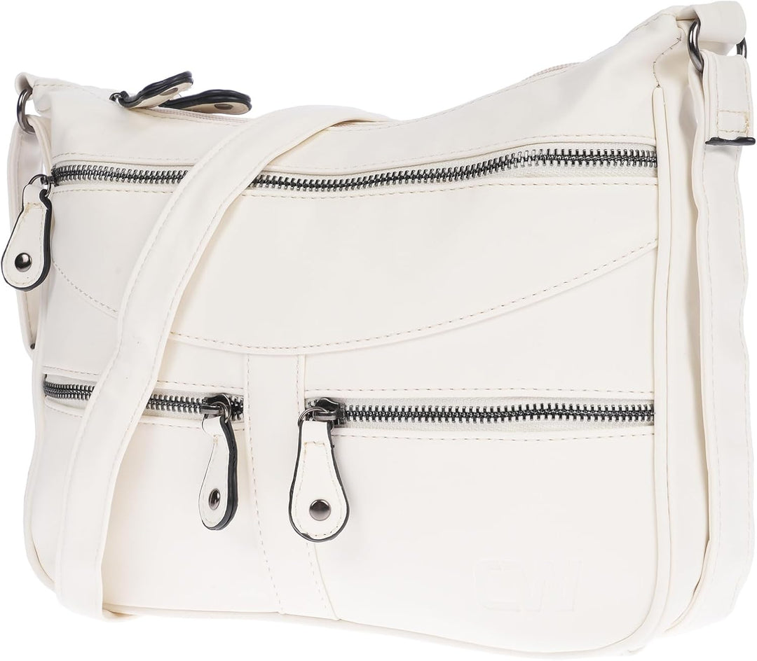 Christian Wippermann Damen Tasche Schultertasche Umhängetasche Crossover Bag Leder Optik Handtasche