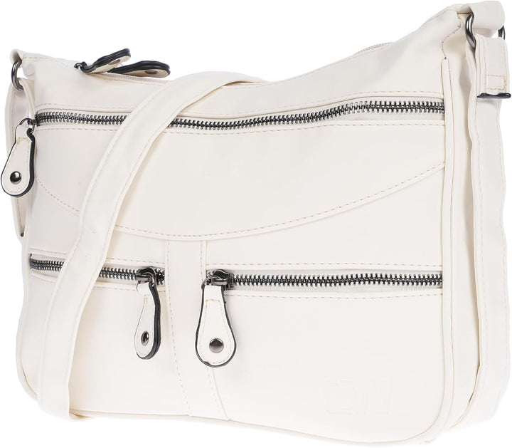 Christian Wippermann Damen Tasche Schultertasche Umhängetasche Crossover Bag Leder Optik Handtasche