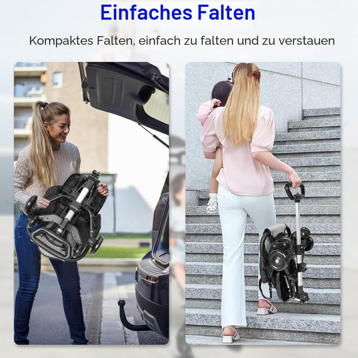 OHMG Buggy, kompakt, 0 – 25 kg, faltbar, verstellbare Rückenlehne, Kinderwagen, kompakt & leicht, Re