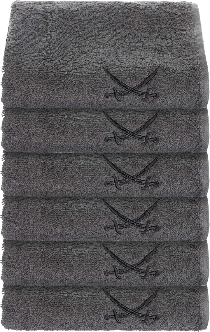 Sansibar Gästetuch 6er Set 30x50 cm mit gesticktem Säbel Logo Set Handtuch Seiftuch 100% Baumwolle A