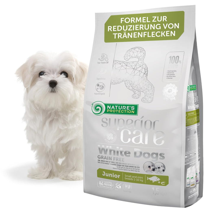 Nature's Protection Superior Care Trockenfutter für Junior Kleiner und Mini Rassen Hunde Fell der He