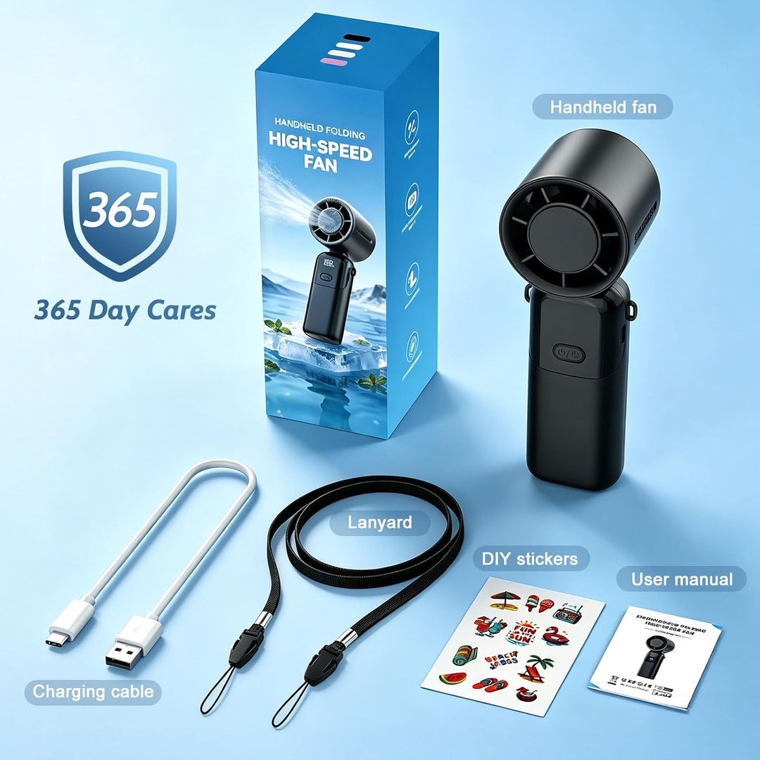Handventilator Akku Aufladbar 3-in-1,5000mAh Mini Ventilator mit 100 Geschwindigkeiten,12H Laufzeit,