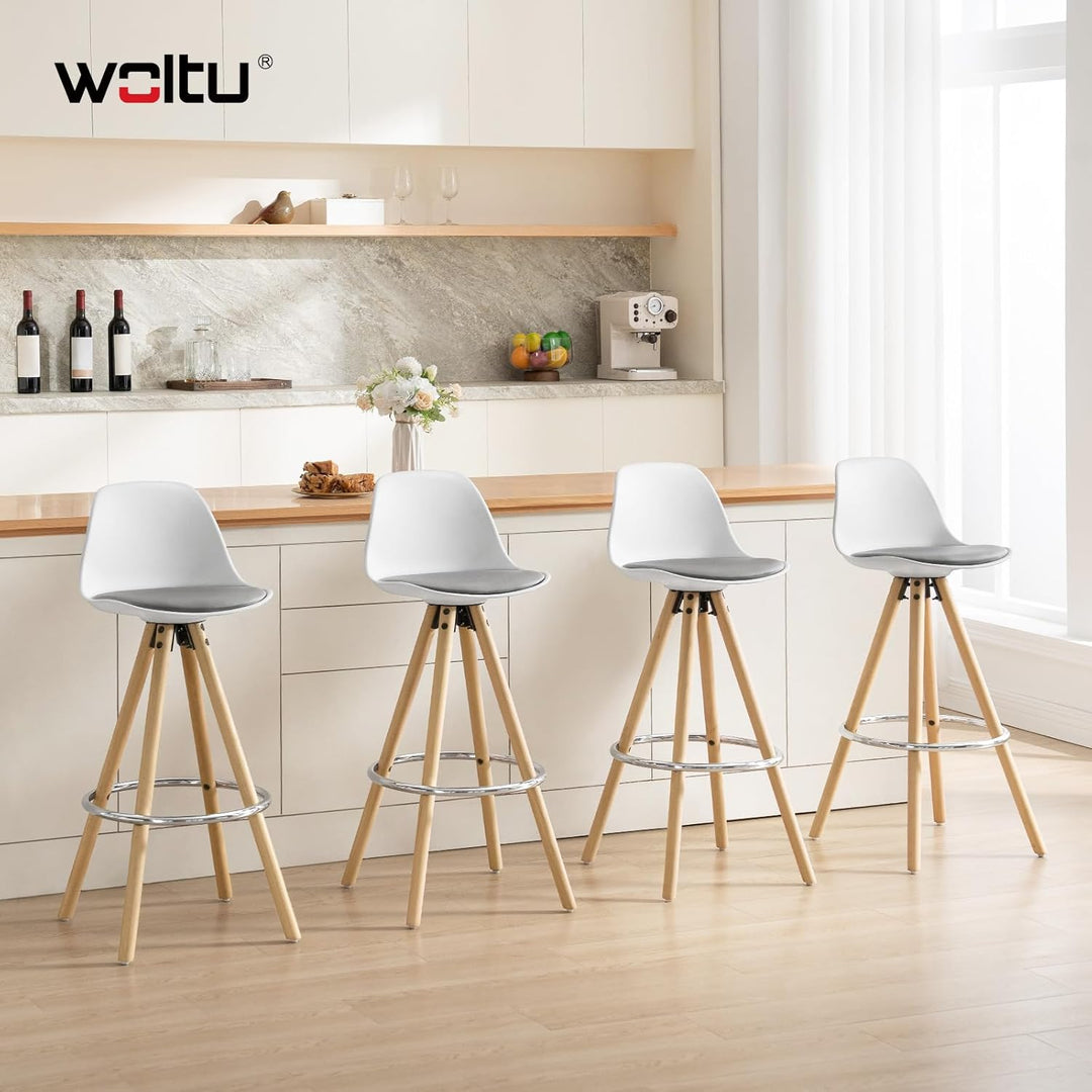 WOLTU® BH45grw-2 2 x Barhocker 2er Set Barstuhl aus Kunstleder Holzgestell mit Lehne + Fussstütze De