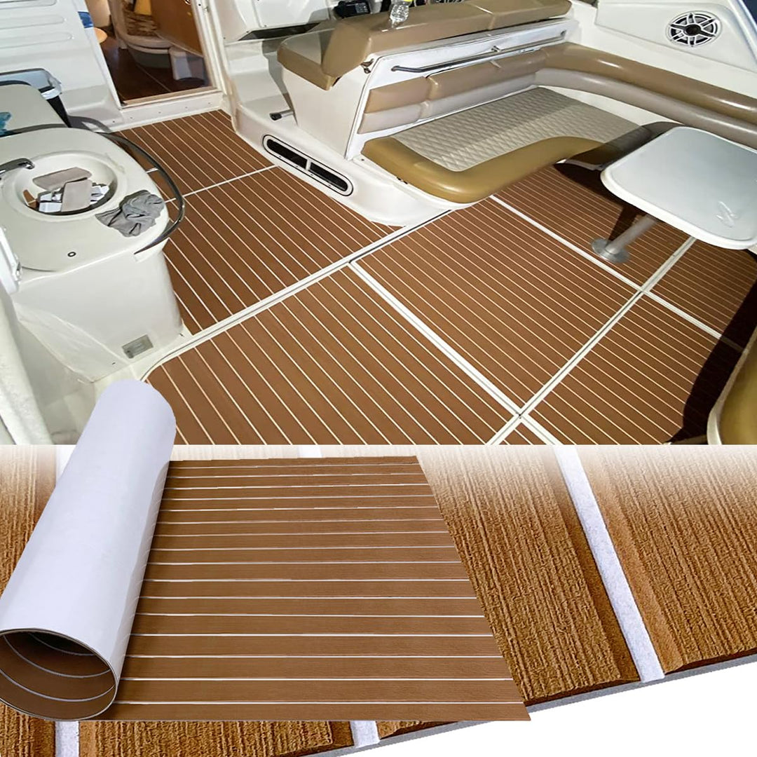Hzkaicun Eva Schaum Boot 240x17/41/60/90 cm, Teakholz Eva Schaum Bodenbelag, Selbstklebende Deck Tep