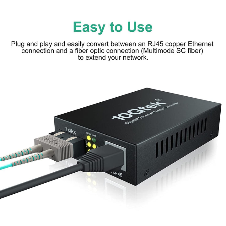 ipolex Gigabit Ethernet Medienkonverter, 1,25G Dual SC Port, SC Glasfaser auf Kupfer RJ45 Glasfaser