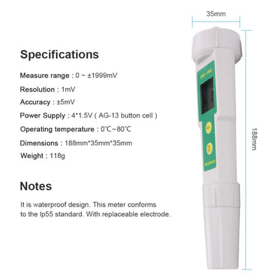 PH Meter Professional ORP Detektor Professional ORP-169 Redox Tester Wasserdichtes ORP Meter pH Mess