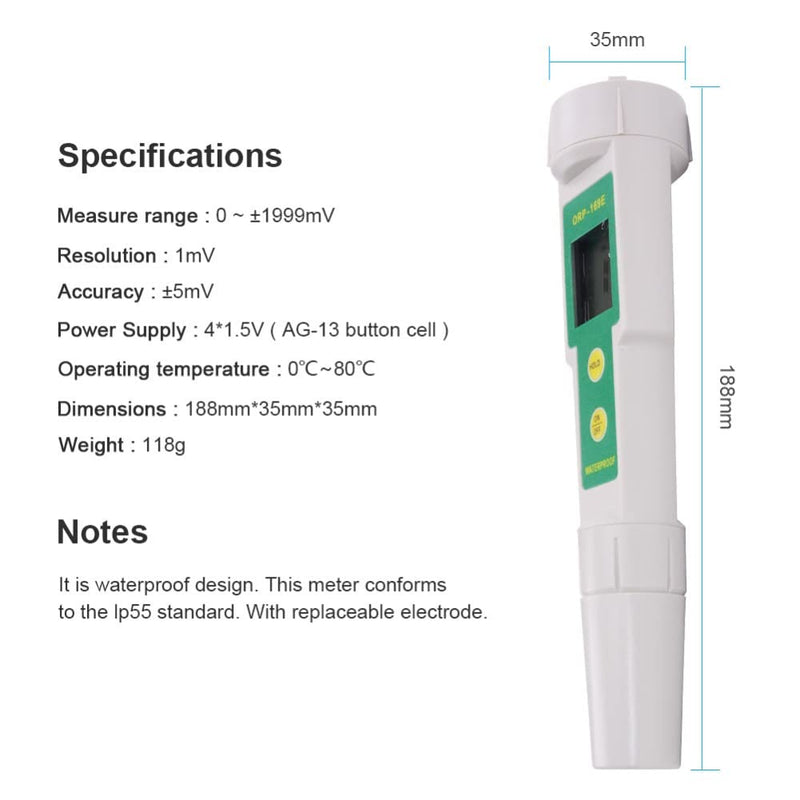 PH Meter Professional ORP Detektor Professional ORP-169 Redox Tester Wasserdichtes ORP Meter pH Mess