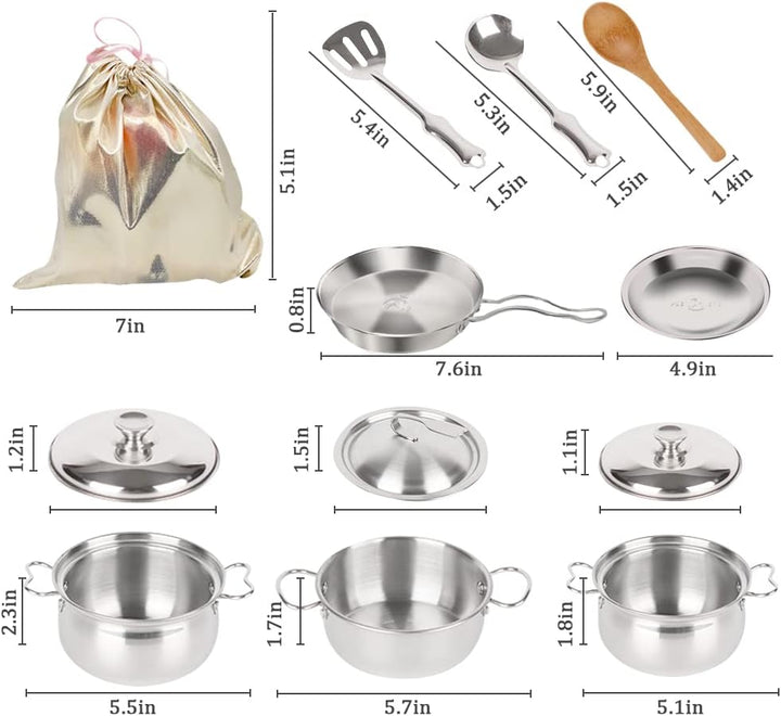 Edelstahl Pretending Cooking Utensils Kochgeschirr Set, Mini Play Kitchen Zubehör, Spielen Töpfe und