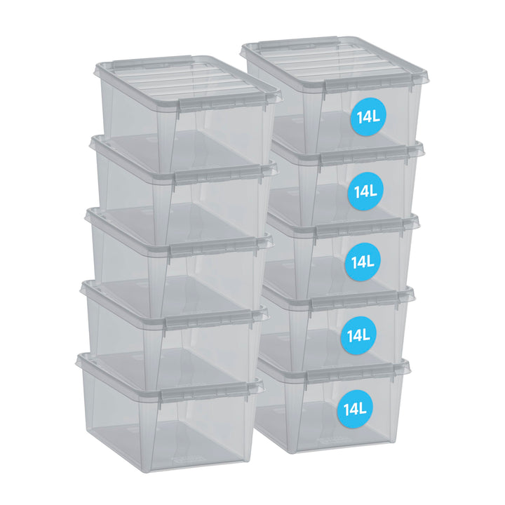 SmartStore Colour 15 Aufbewahrungsboxen 10-Teilig, Grau, Grau 10 x 14L Moderne