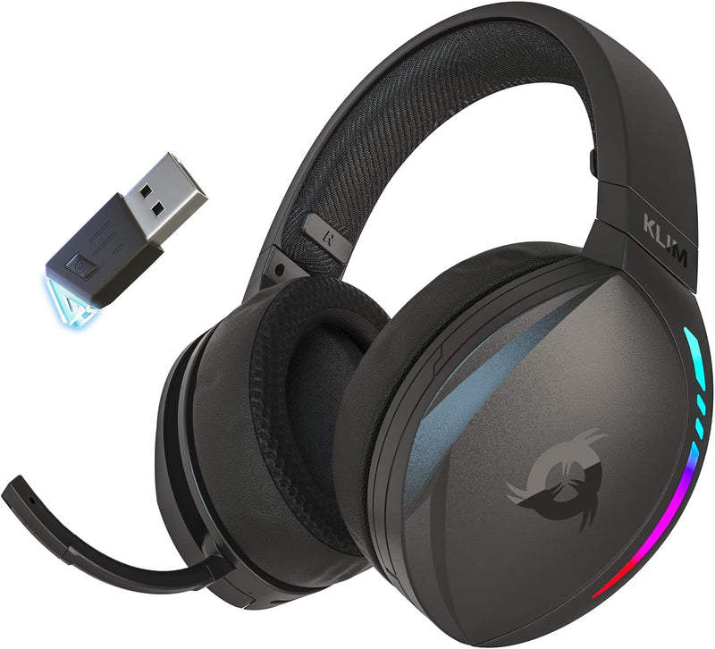 KLIM Panther RGB Gaming Headset für PS4 PS5 Switch PC, Niedrige Latenz, Noise Cancelling, Wireless,