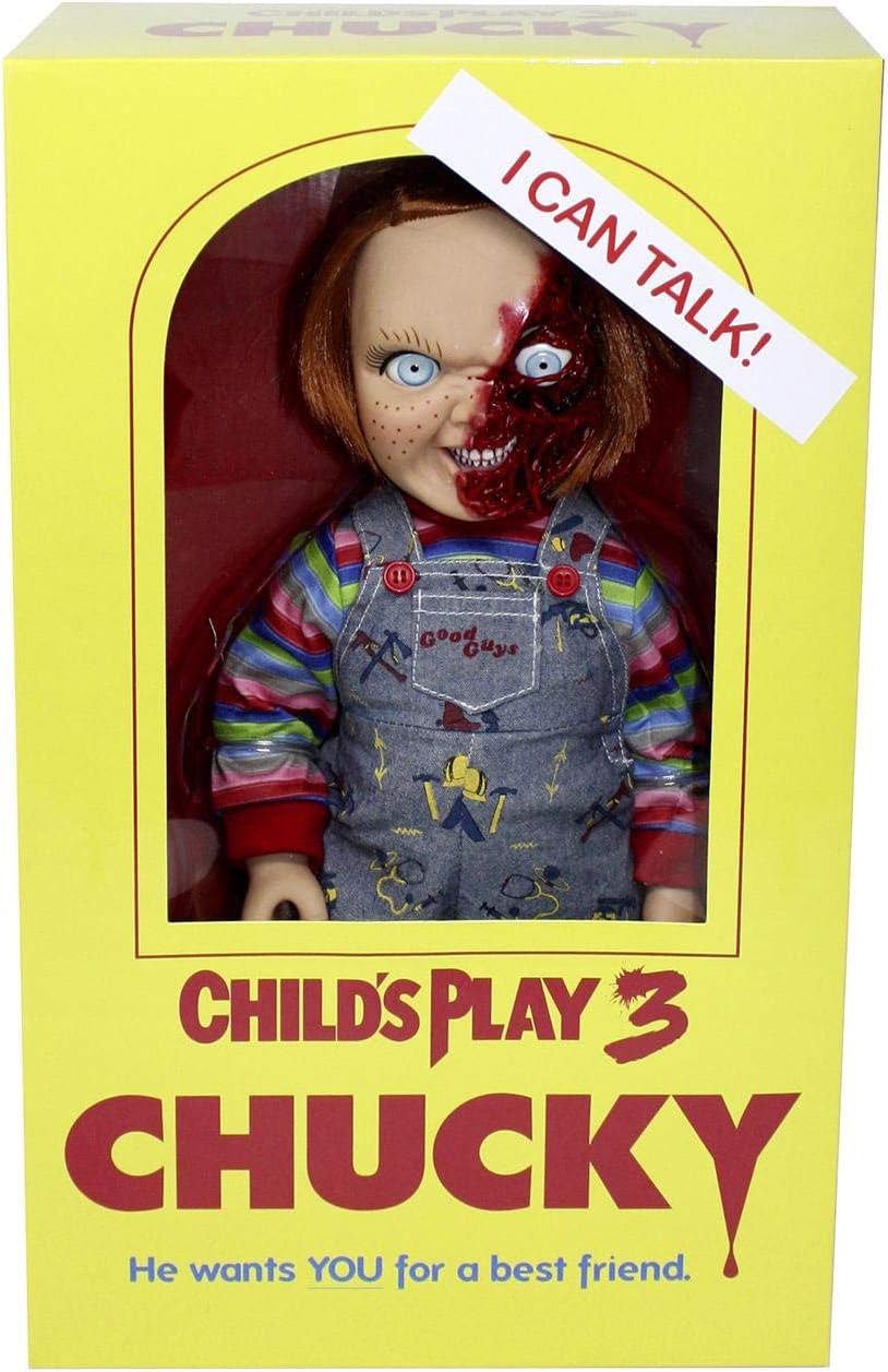 Close Up Child's Play Chucky Puppe 15" Talking Pizza Face Chucky