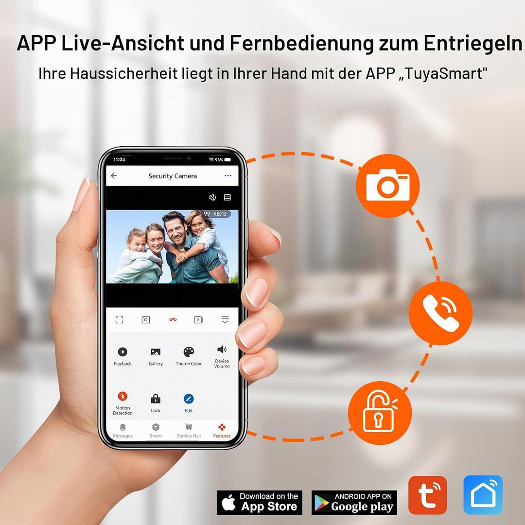 1080P HD WLAN Video Türsprechanlage Intercom System 2 Draht, IR Nachtsicht Video Türglocke Kamera mi