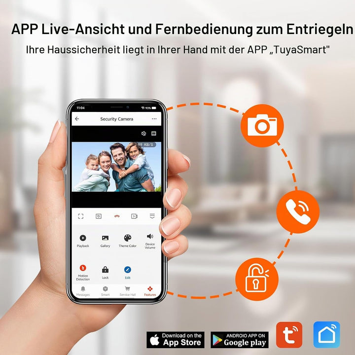1080P HD WLAN Video Türsprechanlage Intercom System 2 Draht, IR Nachtsicht Video Türglocke Kamera mi