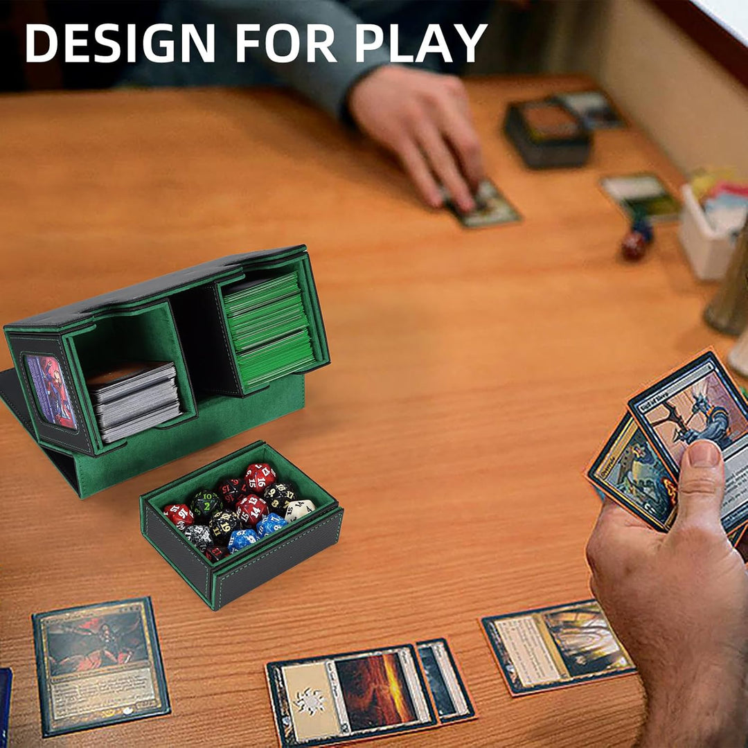 AFIING MTG Commander Kartenbox, 3-in-1 Karten-Aufbewahrungsbox für 200+ doppelt gesleevte Karten, Ma